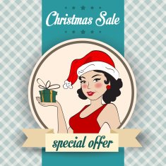 Christmas sale design with sexy Santa girl N7