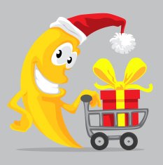 Cute moon in Santa' hat