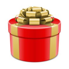 Red gift box with gold ribbon