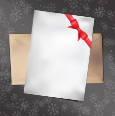 Paper Card with Red Bow Illustration
