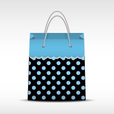 Vintage shopping bag in retro polka dots