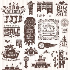 Set of christmas sale decorative elements