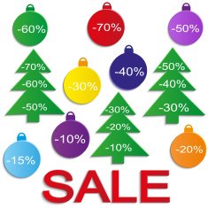Christmas sale balls with trees (cut the paper) Vector