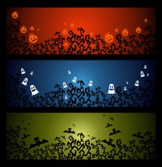 Happy Halloween trick or treat web banners set EPS10 file