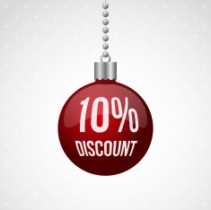Red ten percent discount christmas ball