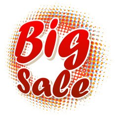 Big sale text on halftone pattern