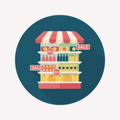 shopping grocery store flat icon with long shadow eps10 N3