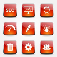 SEO Internet Sign Square Vector Orange Icon Design Set 8 N11