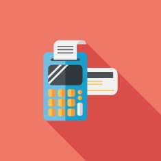 Shopping credit card machine flat icon with long shadow eps10 N15