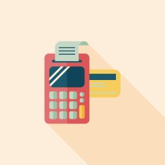Shopping credit card machine flat icon with long shadow eps10 N16