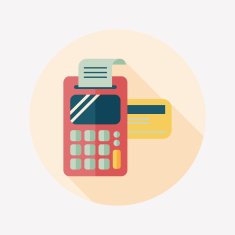 Shopping credit card machine flat icon with long shadow eps10 N18