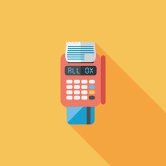 Shopping credit card machine flat icon with long shadow eps10 N19