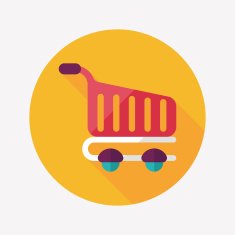 shopping cart flat icon with long shadow eps10 N98