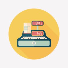 shopping cash register flat icon with long shadow eps10 N48