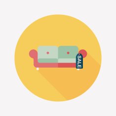 shopping sale sofa flat icon with long shadow eps10 N8
