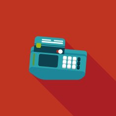 Shopping credit card machine flat icon with long shadow eps10 N20