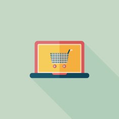 online shopping flat icon with long shadow eps10 N85