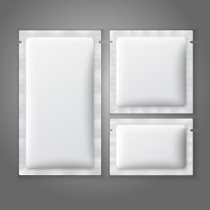 Blank white plastic sachets for coffee sugar salt spices medicine