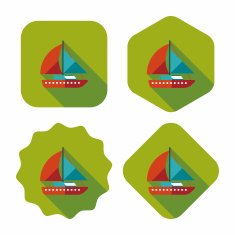 Sailboat flat icon with long shadow N7