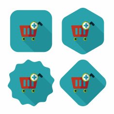 shopping cart flat icon with long shadow eps10 N108