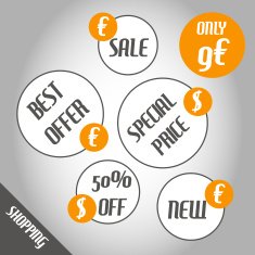 orange shopping circle stickers N2