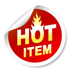 Isolated on white hot item badge with flame