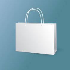 white paper bags set isolated on blue background
