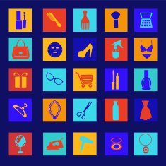 icon set of beauty shopping women accessories N2