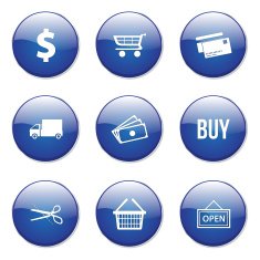 Shopping Sign Blue Vector Button Icon Design Set N12