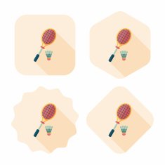 badminton racket and ball flat icon with long shadow eps10 N14