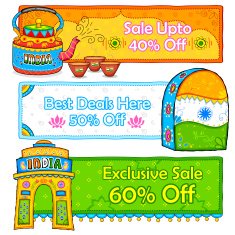 Indian kitsch art style sale and promotion banner N2