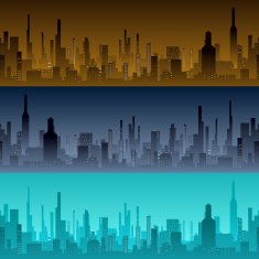 Cityscape backgrounds City in the morning evening and night