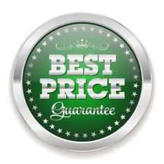 Green best price badge with silver border