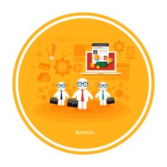 Businessmen with cases go on a meeting