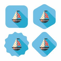 Sailboat flat icon with long shadow eps10 N23