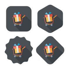 shopping cart flat icon with long shadow N30