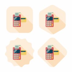 Shopping credit card machine flat icon with long shadow eps10 N21