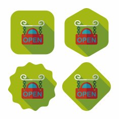 shopping store sign flat icon with long shadow eps10 N144