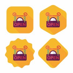 shopping store sign flat icon with long shadow eps10 N146