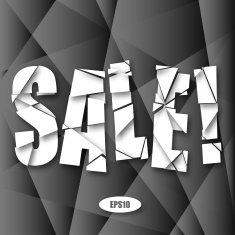 Sale Cut Paper Poster on dark gray background