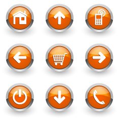 orange web icons set