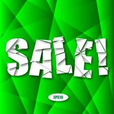 Sale Cut Paper Poster on green background N2