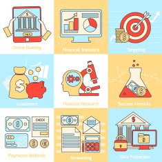 Financial concepts set flat line
