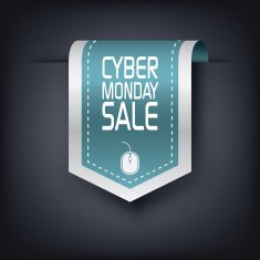Cyber Monday sale vertical ribbon element for websites advertisement N4