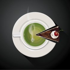 Pie chart of Green tea cup and Cake slices