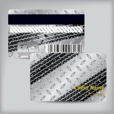 Loyalty card with metallic plate background