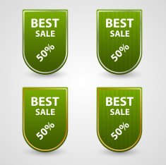 Green set of tags