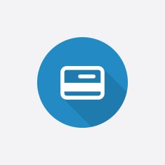 credit card Flat Blue Simple Icon with long shadow