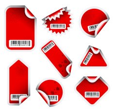 Set of red stickers