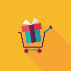 shopping cart flat icon with long shadow N31